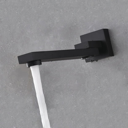 Matte Black Wall-Mount Swivel Spout Bathroom Faucet, Single-Handle 2-Hole Sink Faucet
