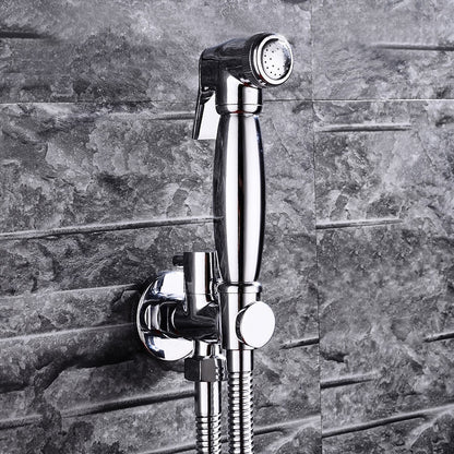Chrome Contemporary Wall-Mount Handheld Bidet Sprayer, Single-Handle Brass Faucet with Hose