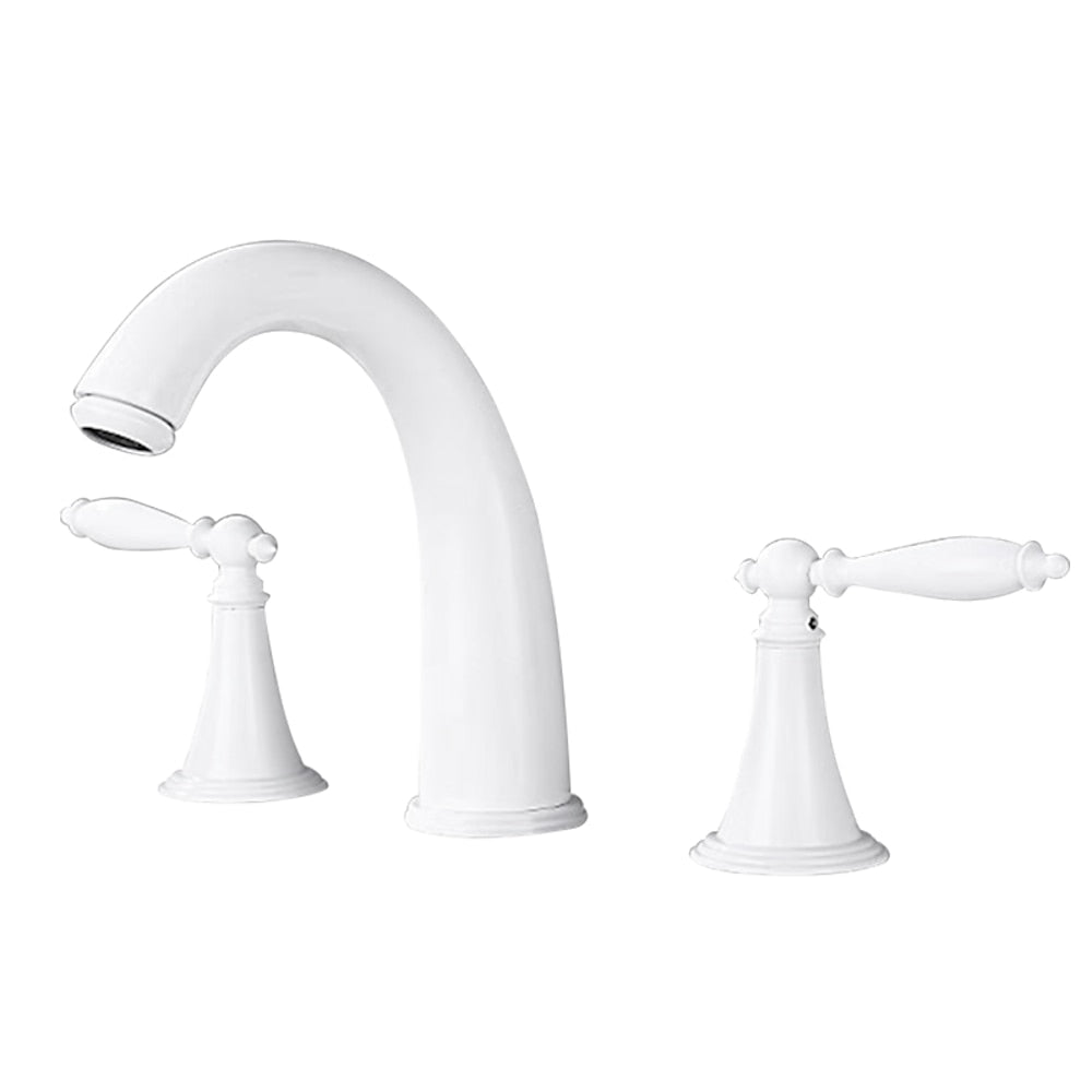 Modern High Arc Bathroom Sink Faucet, Widespread Dual-Handle Faucet, Matte Black / Matte White / Gunmetal / Chrome
