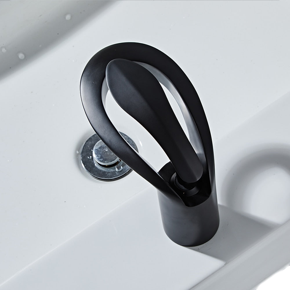 Modern Waterfall Bathroom Faucet, Single-Handle Brass Faucet
