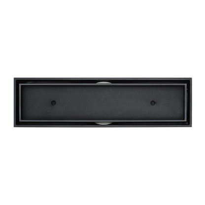 Matte Black Brass Linear Floor Drain, Contemporary Bathroom Shower Floor Drain with Removable Cover