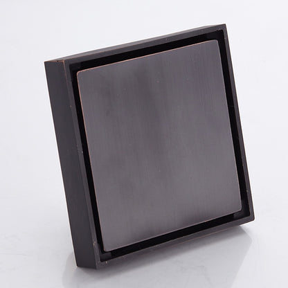 Oil-Rubbed Bronze Square Shower Floor Drain, Modern Solid Brass Floor Drain with Removable Cover / Hair Strainer