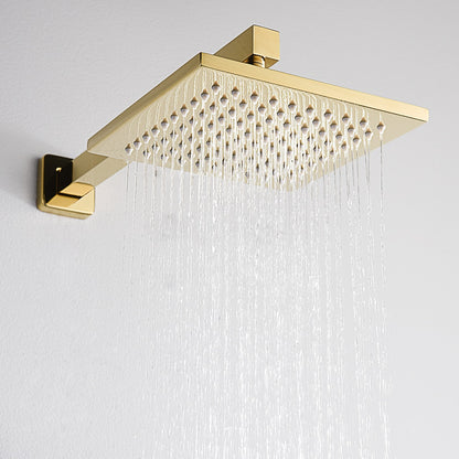 Brushed Gold Wall-Mounted Rainfall Shower System, Modern Single-Handle Tub Shower Faucet with Handheld Shower, Tub Spout