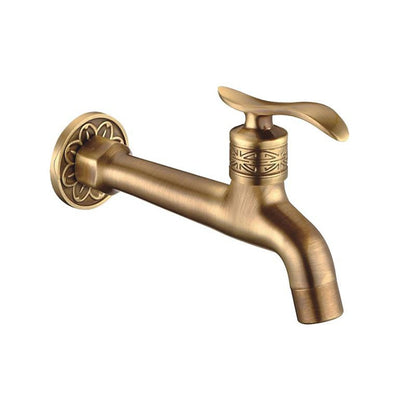 Vintage Brass Wall-Mount Utility Faucet, Single-Cold Laundry Tap with Quick Connector, Antique Brass / Polished Gold