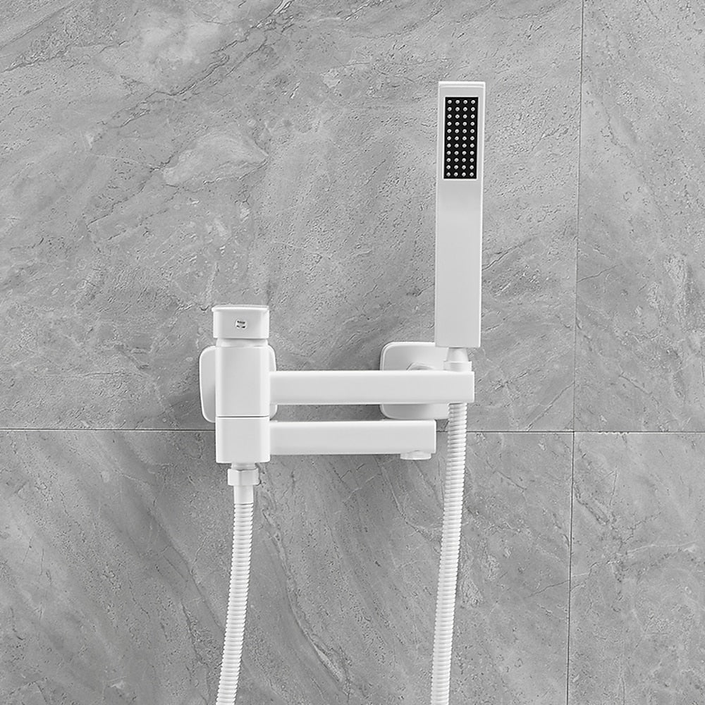 Wall-Mount Single-Handle Swivel Spout Tub Faucet, Bathtub Filler Faucet with Handheld Shower