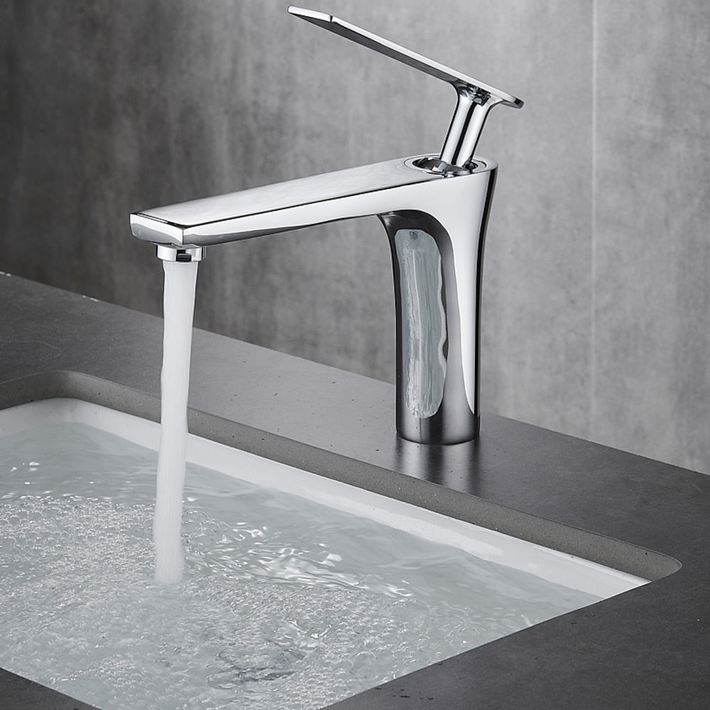 Modern Tall Vessel Sink Faucet, Single-Handle Single-Hole Brass Faucet