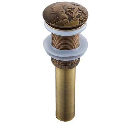 Antique Brass Pop-Up Drain Assembly, Solid Brass Bathroom Vessel Vanity Sink Stopper