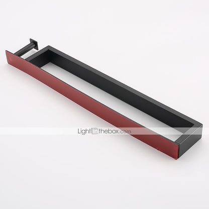 Modern Wall-Mounted Stainless Steel Towel Bar, Self-Adhesive Towel Rack with Integrated Hook, Matte Black / Chrome / Brushed Nickel / Brushed Gold