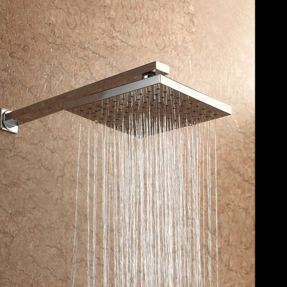 Chrome Contemporary Square Rainfall Shower Head, Wall-Mount Swivel Shower Head