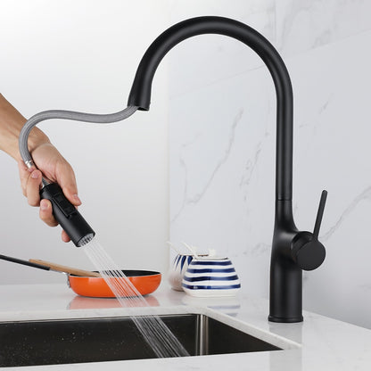 Modern Pull-Down Kitchen Faucet, Single-Handle High Arc Faucet, Matte Black / Chrome / Brushed Gold