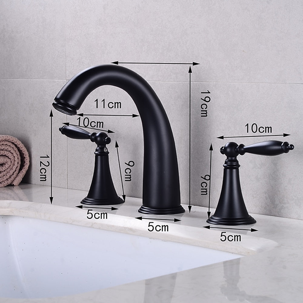Vintage Widespread Bathroom Faucet, Double Handle 3-Hole Faucet