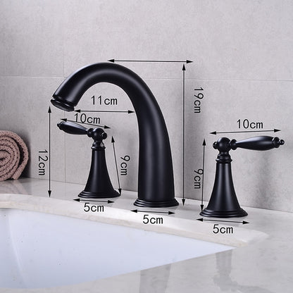 Vintage Widespread Bathroom Faucet, Double Handle 3-Hole Faucet