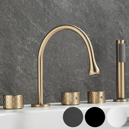 High-Arc 5-Hole Roman Tub Faucet, Three-Handle Tub Filler Faucet with Handheld Shower