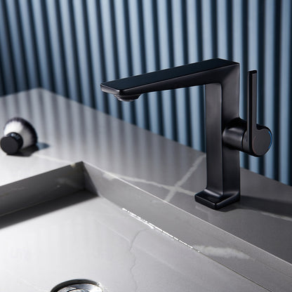 Modern Single-Hole Bathroom Faucet, Single-Handle Brass Faucet, Polished Gold / Chrome / Matte Black / Brushed Gold / Rose Gold / Matte White / Gunmetal