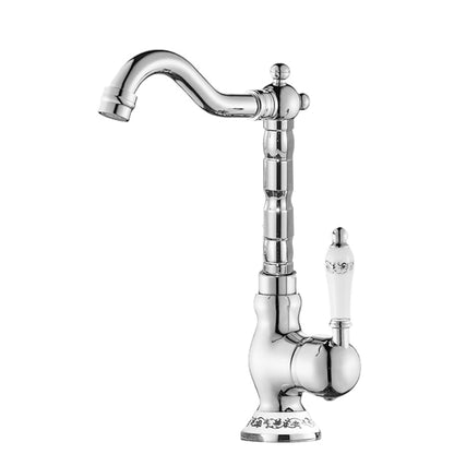 Vintage Ceramic Single-Handle Vessel Faucet, High Arc Swivel Bathroom Faucet, Antique Brass / Chrome / Polished Gold