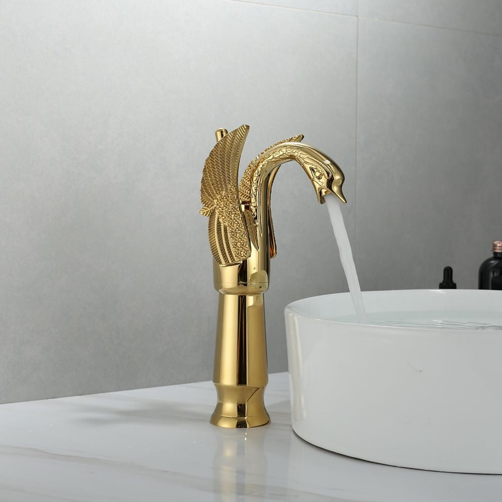 Swan Shape Waterfall Bathroom Faucet, Single-Handle Vessel Sink Faucet