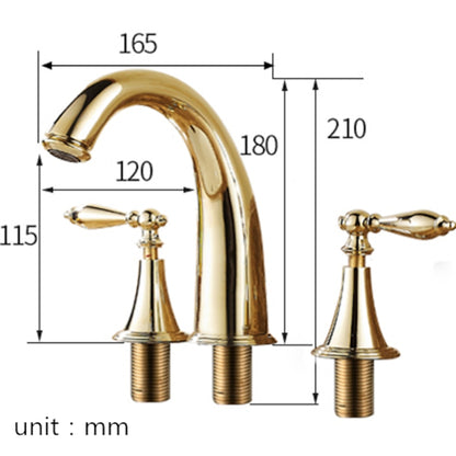 Polished Gold Traditional Widespread Bathroom Faucet, Dual-Handle Brass Sink Faucet