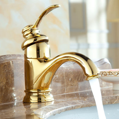 Traditional Single-Handle Brass Bathroom Faucet, Single-Hole Deck-Mounted Faucet, Antique Brass / Oil-Rubbed Bronze / Polished Gold