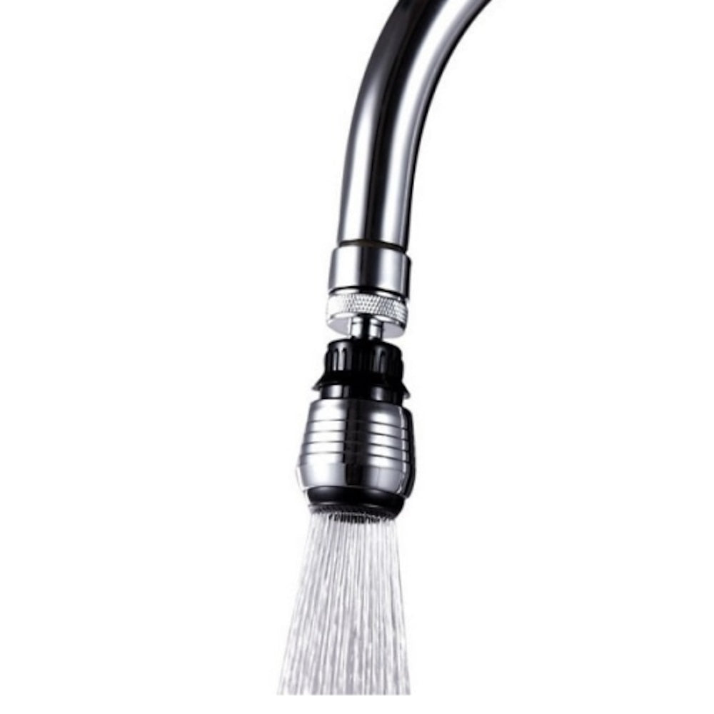 Chrome 360-Degree Swivel Faucet Aerator, Dual Spray Mode Faucet Attachment