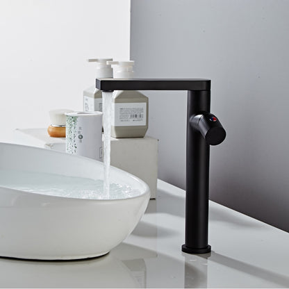 Matte Black Rotatable Spout Tall Vessel Faucet, Modern Single-Hole Single-Handle Bathroom Faucet