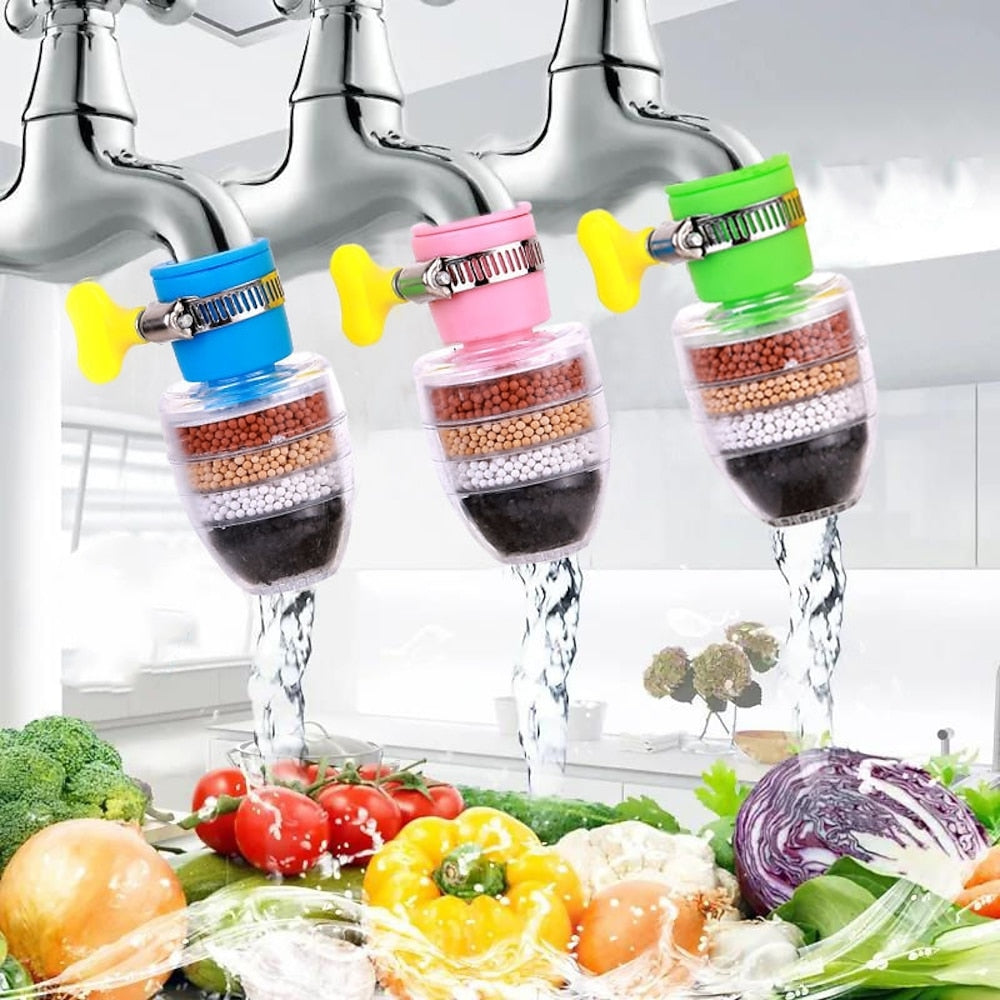 Multi- Six-Layer Faucet Water Filter, Adjustable Splash-Proof Tap Purifier Attachment for Kitchen / Bathroom