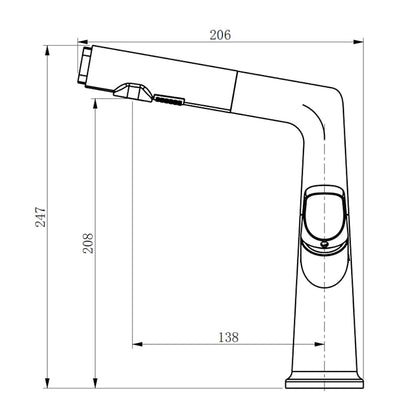 Pull-Out Spout Modern Bathroom Faucet, Single-Handle Single-Hole Swivel Faucet, Matte White / Chrome / Gunmetal