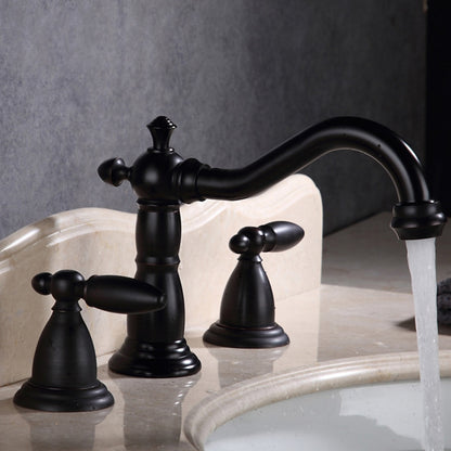 Vintage Widespread Bathroom Faucet, Double Handle Swivel Spout Faucet, Brushed Gold / Antique Brass / Matte Black / Chrome