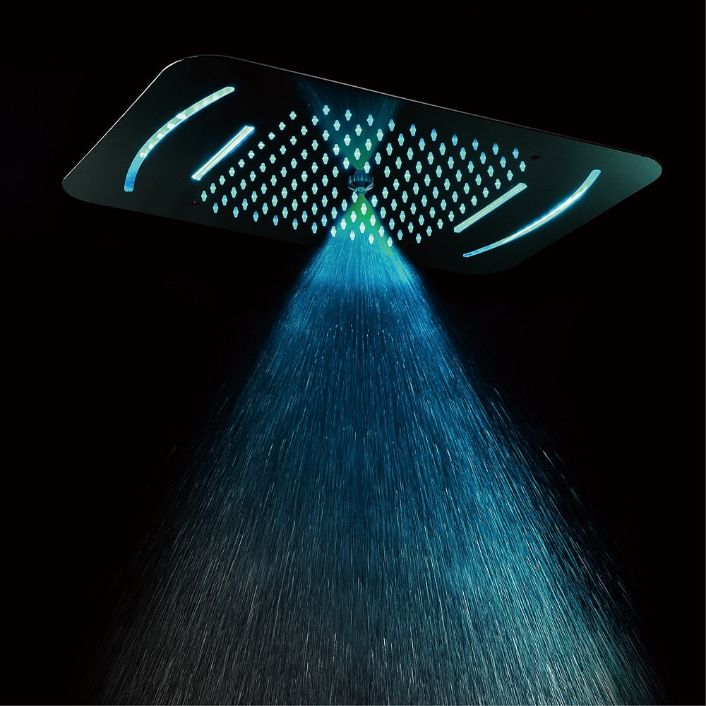 LED Multi-Function Chrome Shower Head, Ceiling-Mounted Stainless Steel Shower Head