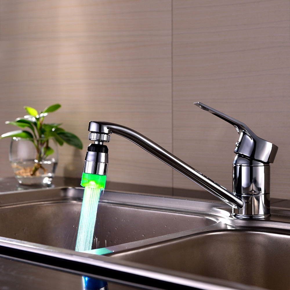 Chrome LED Faucet Aerator with Changing Light, Contemporary ABS Faucet Nozzle Attachment
