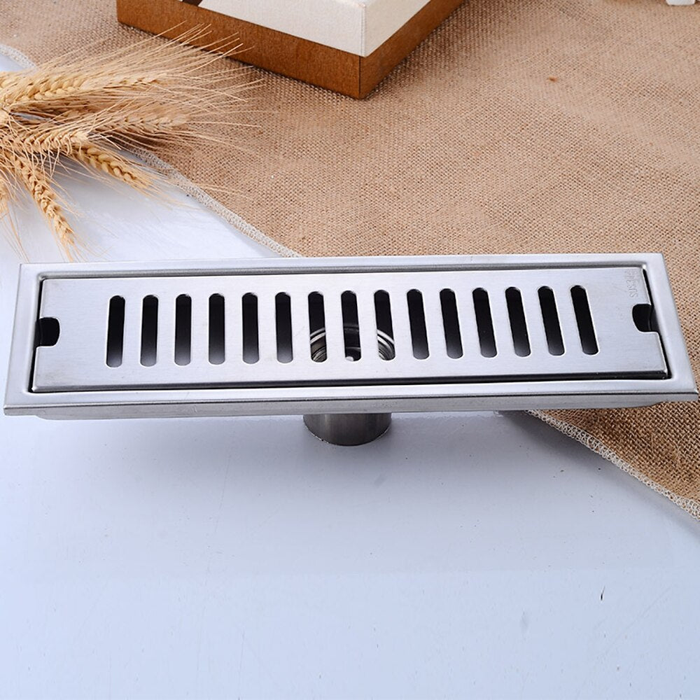 Modern Stainless Steel Linear Floor Drain, Rectangle Bathroom Shower Floor Grate Drain