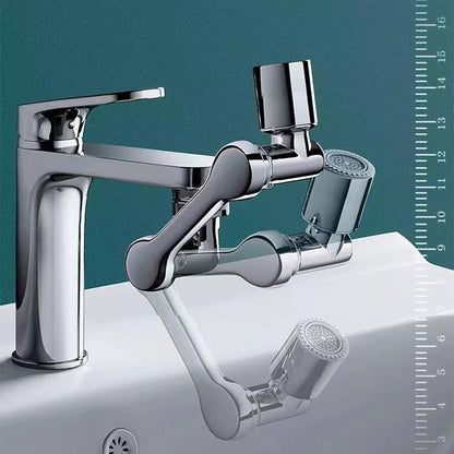 Chrome 1080-Degree Rotating Faucet Extender, 2-Mode Sprayer Faucet Attachment with Mechanical Arm