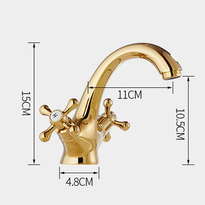 Vintage Single-Hole Bathroom Faucet, Dual Cross Handle Brass Faucet