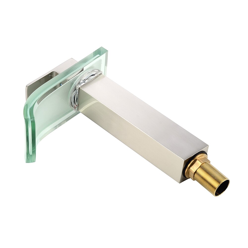 LED Glass Waterfall Bathroom Faucet, Single-Handle Single-Hole Faucet, Brushed Nickel / Brushed Gold / Matte Black / Chrome