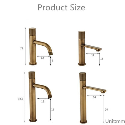 Antique Brass Single-Hole Bathroom Faucet, Knurled Single Knob Basin Faucet with Water Inlet Hoses