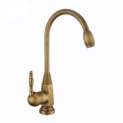 360-Degree Swivel High Arc Vessel Sink Faucet, Single-Handle Single-Hole Bathroom Faucet, Antique Brass / Matte Black