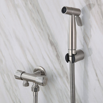 Stainless Steel Handheld Bidet Sprayer Faucet, Wall-Mount Single-Handle Toilet Shattaf with T-Valve / Flexible Hose