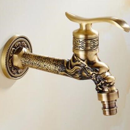 Antique Brass Wall-Mount Garden Faucet, Single-Handle Decorative Spigot Faucet