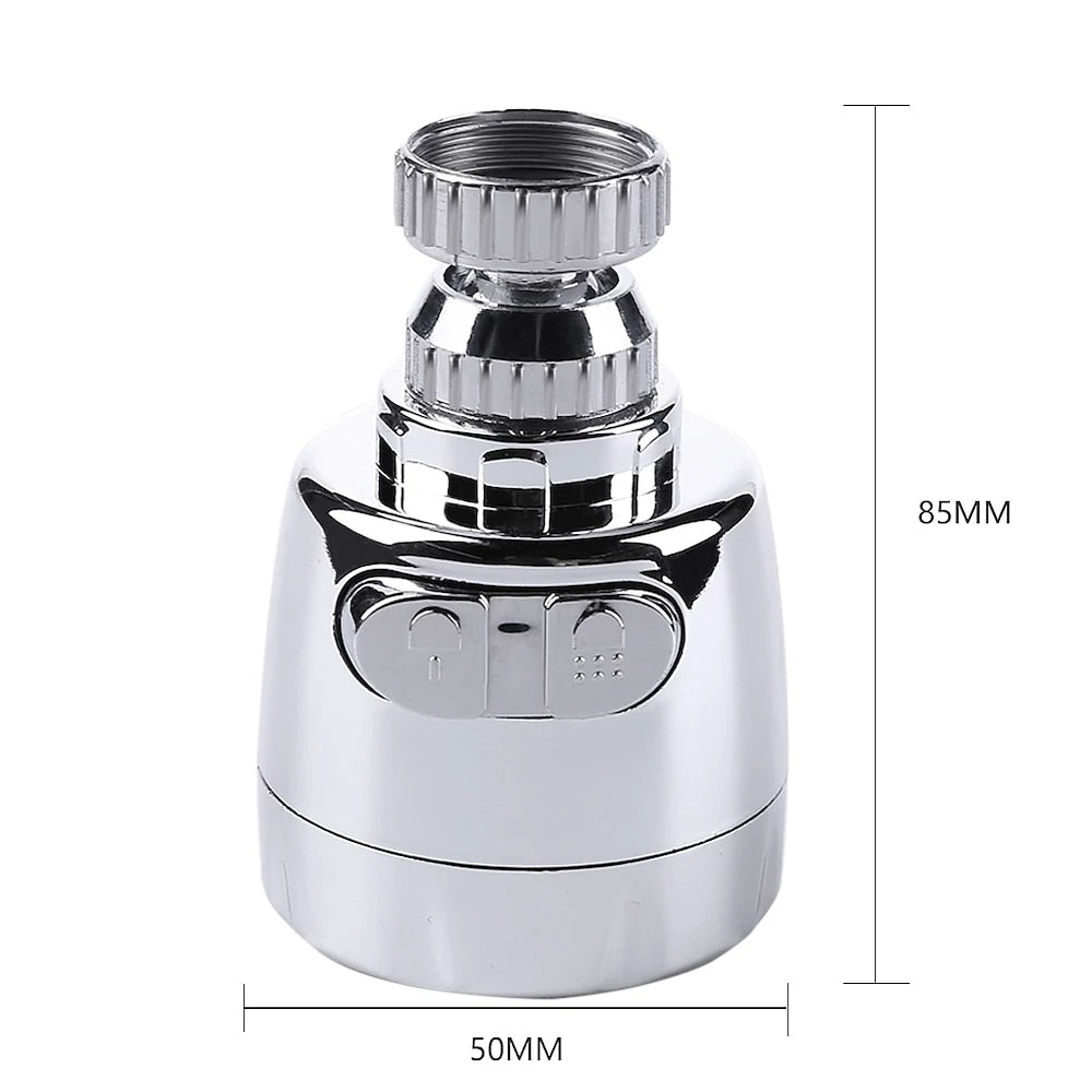 Chrome 360-Degree Swivel Faucet Aerator, Dual Spray Mode Spray Head Attachment