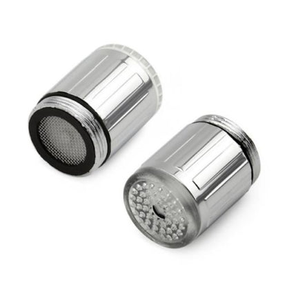 LED Temperature Sensor RGB 3- Chrome Faucet Aerator, Modern ABS Plastic Screw-On Tap Adapter