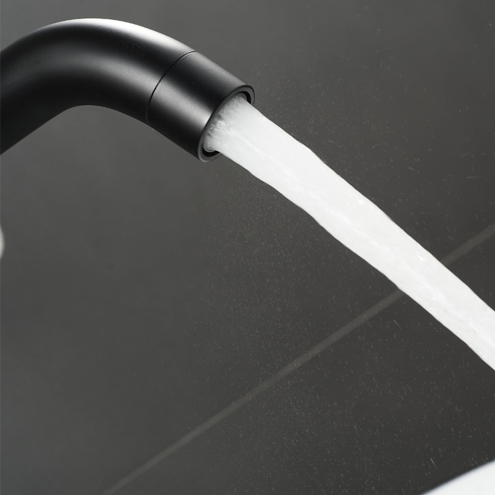 Modern Wall-Mount Bathroom Faucet, Single-Handle Swivel Spout Cold Only Faucet, Matte Black / Matte White / Antique Brass / Chrome