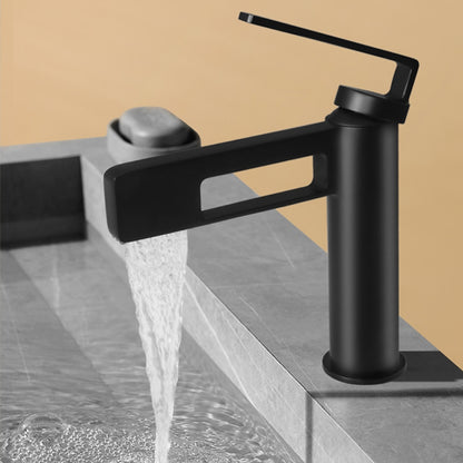 Modern Waterfall Bathroom Sink Faucet, Single-Handle Single-Hole Brass Faucet, Matte Black / Brushed Gold / Gunmetal / Chrome / Matte White