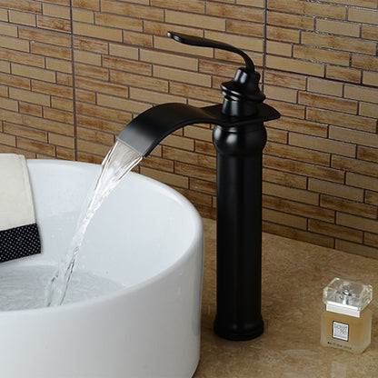 Modern Waterfall Vessel Sink Faucet, Single-Handle Brass Faucet, Matte Black / Oil-Rubbed Bronze