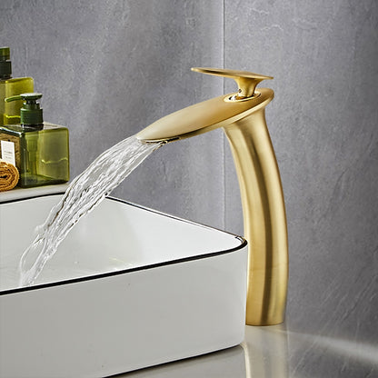 Modern Waterfall Vessel Bathroom Faucet, Single-Hole Single-Handle Faucet