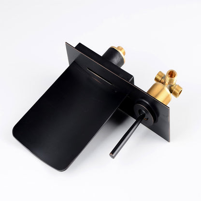 LED Waterfall Bathroom Faucet, Wall-Mount Single-Handle Brass Faucet, Brushed Gold / Matte Black / Oil-Rubbed Bronze