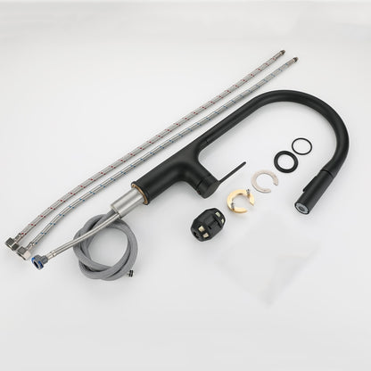 Modern Pull-Down Kitchen Faucet, Single-Handle High Arc Faucet, Matte Black / Chrome / Brushed Gold