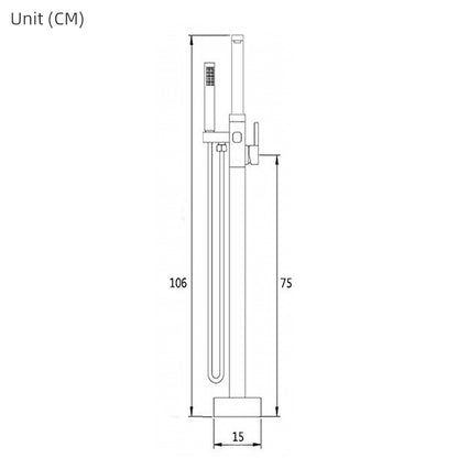 Modern Freestanding Tub Filler Faucet, Single-Handle Brass Bathtub Faucet with Handheld Shower, Chrome / Matte Black