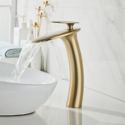Modern Waterfall Vessel Bathroom Faucet, Single-Hole Single-Handle Faucet