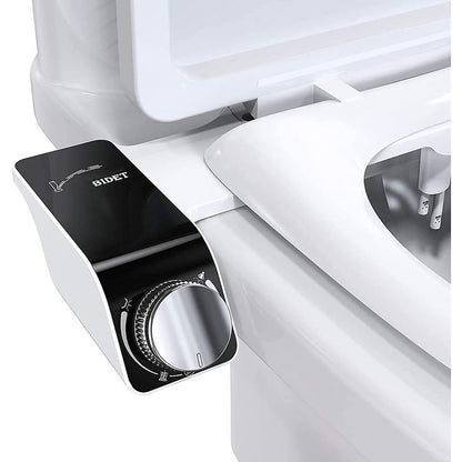 Matte White Non-Electric Dual-Nozzle Toilet Bidet Attachment, Self-Cleaning Bidet Sprayer with Adjustable Water Pressure Controls