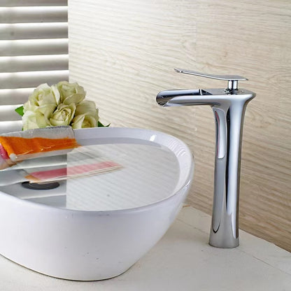 Waterfall Vessel Bathroom Faucet, Single-Handle Single-Hole Faucet