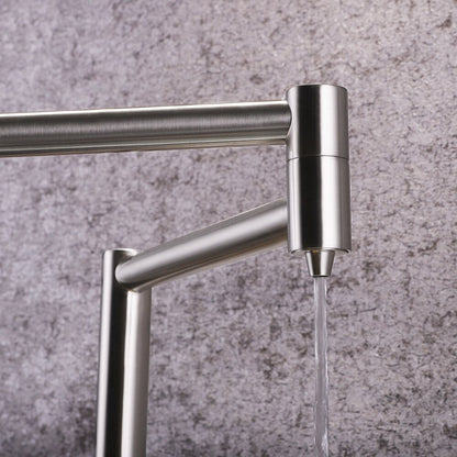 Foldable Dual-Joint Pot Filler Kitchen Faucet, Deck-Mount Single-Hole Two-Handle Faucet, Matte Black / Brushed Nickel